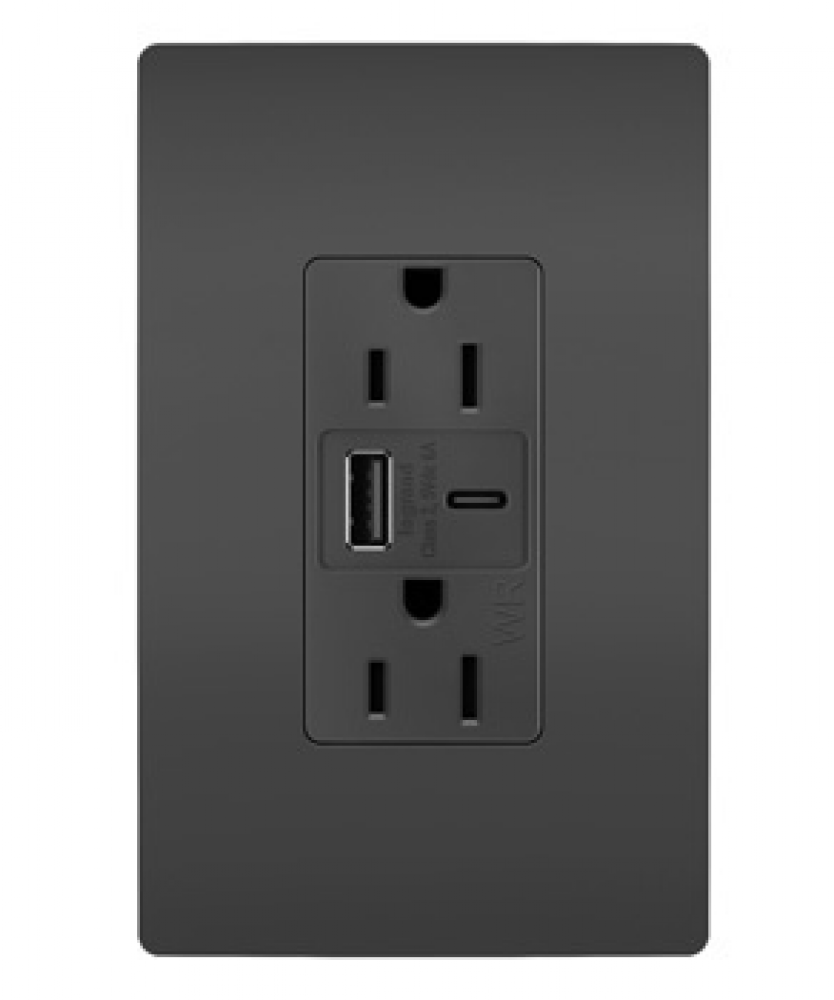 radiant? Outdoor Ultra-Fast USB Outlet, Black