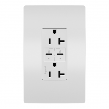 Legrand Radiant CA TR20USBPDWCC6 - radiant? 20A Tamper Resistant Ultra Fast PLUS Power Delivery USB Type C/C Outlet, White