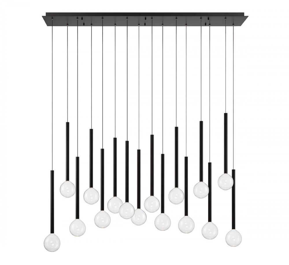 Positano, 16 Light Linear LED Chandelier, Matte Black