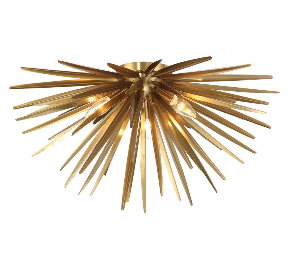 Trapani, 3 Light Ceiling Mount, Soft Brass