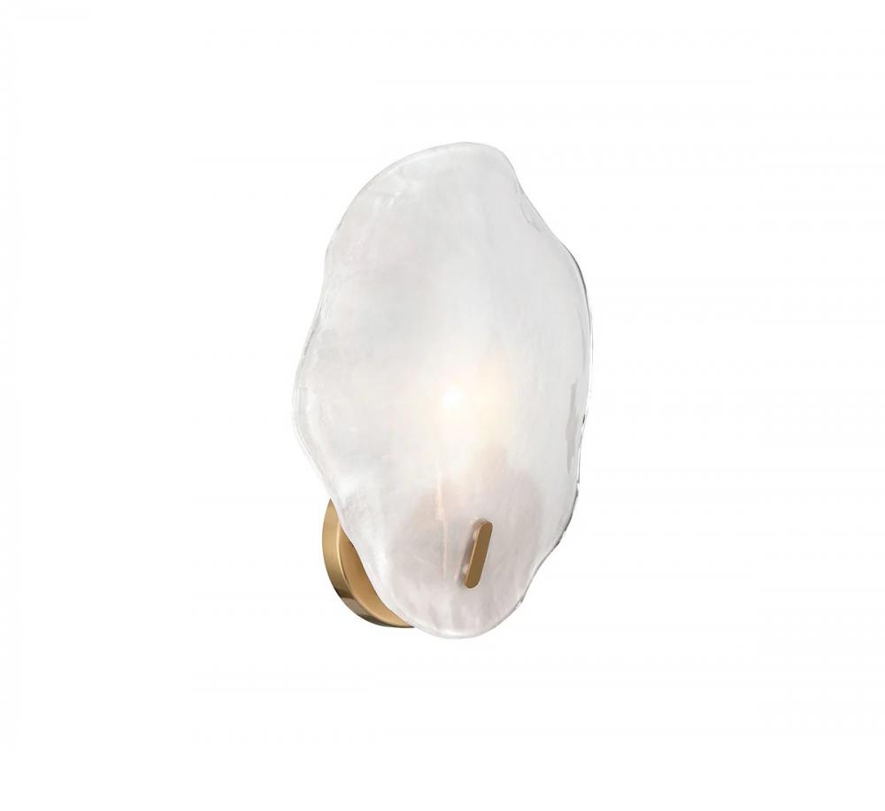 Corato, 1 Light Wall Sconce, Brushed Brass with Translucent White Glass