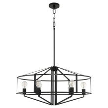 Quorum 8373-6-59 - TOBIN 32" 6 LIGHT PENDANT - MATTE BLACK
