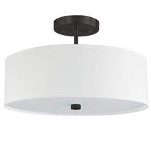 Dainolite 571-143SF-MB-WH - 3 Light Incandescent Matte Black Semi-Flush Fixture w/ White Shade