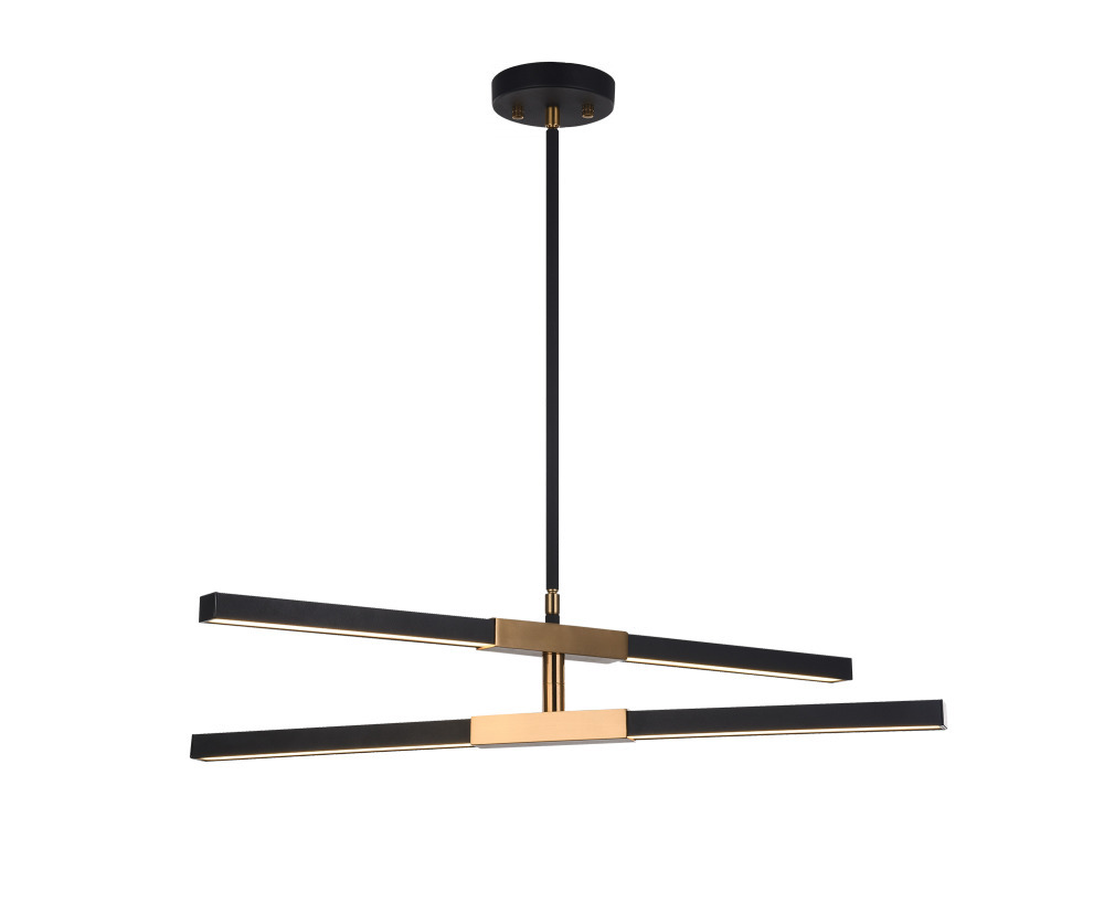 Lineare Matte Black and Aged Gold Brass Pendant