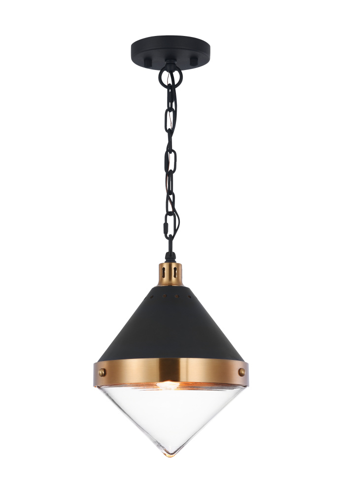 Sphericon Matte Black and Aged Gold Brass Pendant