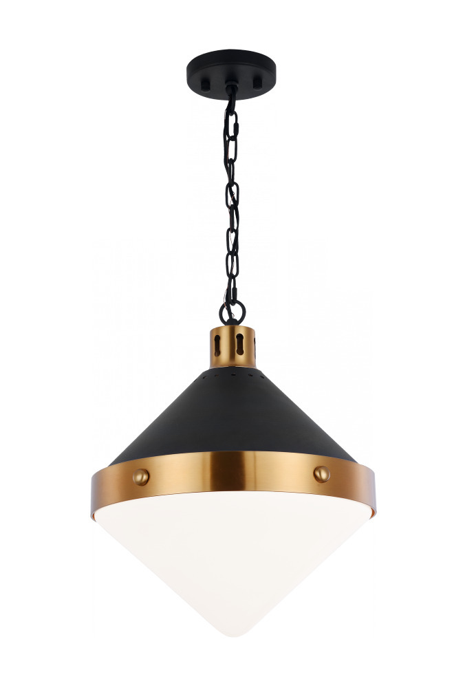 Sphericon Matte Black and Aged Gold Brass Pendant