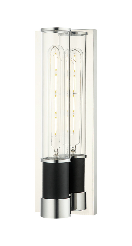 Tubo Matte Black + Chrome Wall Sconce