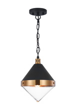Matteo Lighting C72201AGCL - Sphericon Matte Black and Aged Gold Brass Pendant