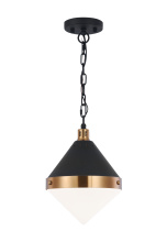 Matteo Lighting C72201AGOP - Sphericon Matte Black and Aged Gold Brass Pendant