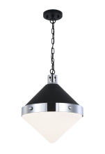 Matteo Lighting C72203CHOP - Sphericon Matte Black and Chrome Pendant