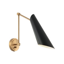 Matteo Lighting S08021AGBK - Butera Aged Gold Brass + Black Wall Sconce