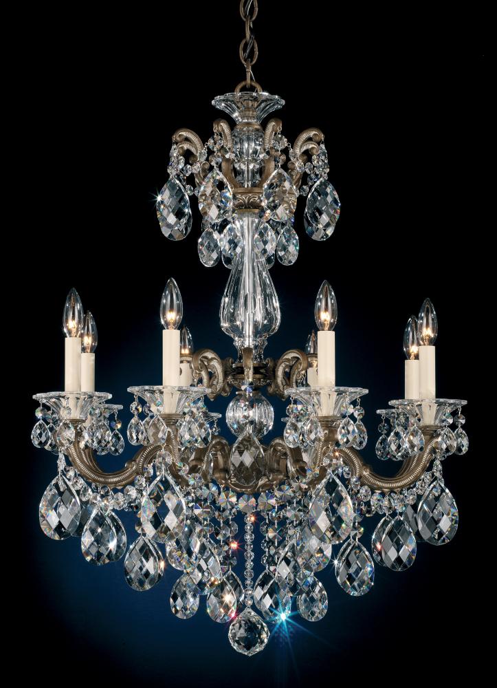 La Scala 8 Light 120V Chandelier in French Gold with Heritage Handcut Crystal