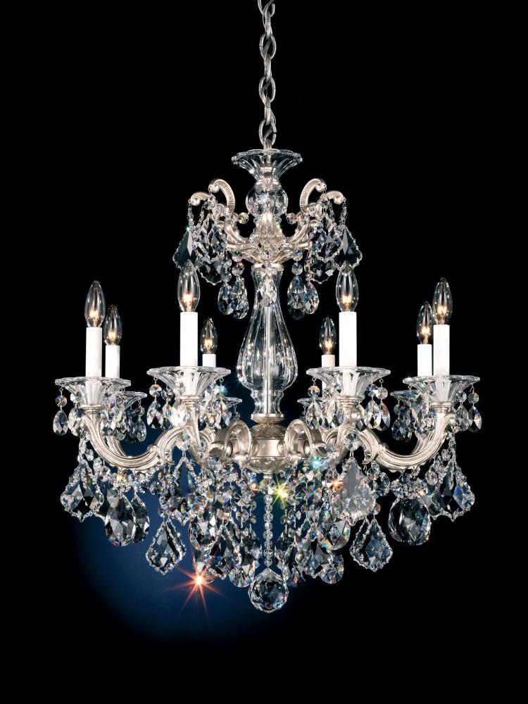 La Scala 8 Light 120V Chandelier in Florentine Bronze with Heritage Handcut Crystal
