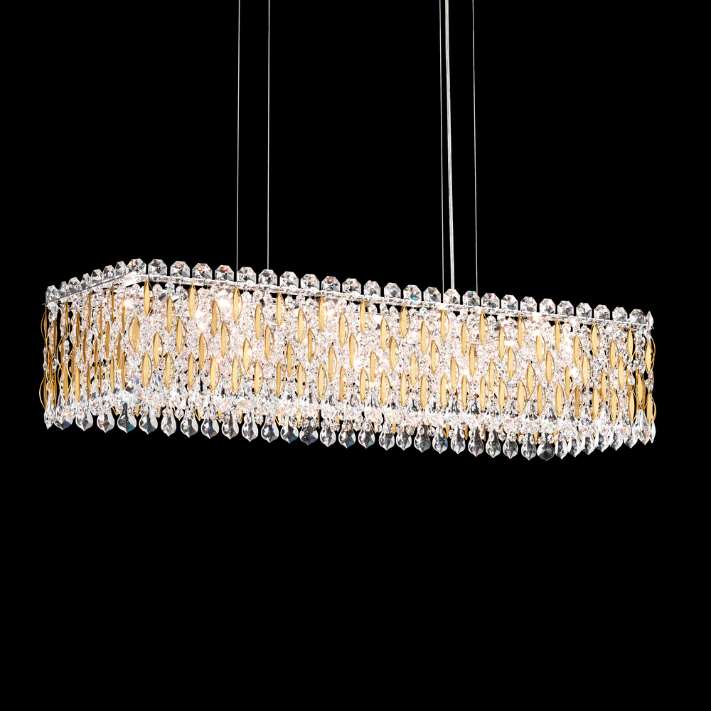 Sarella 13 Light 120V Linear Pendant in Black with Clear Crystals from Swarovski