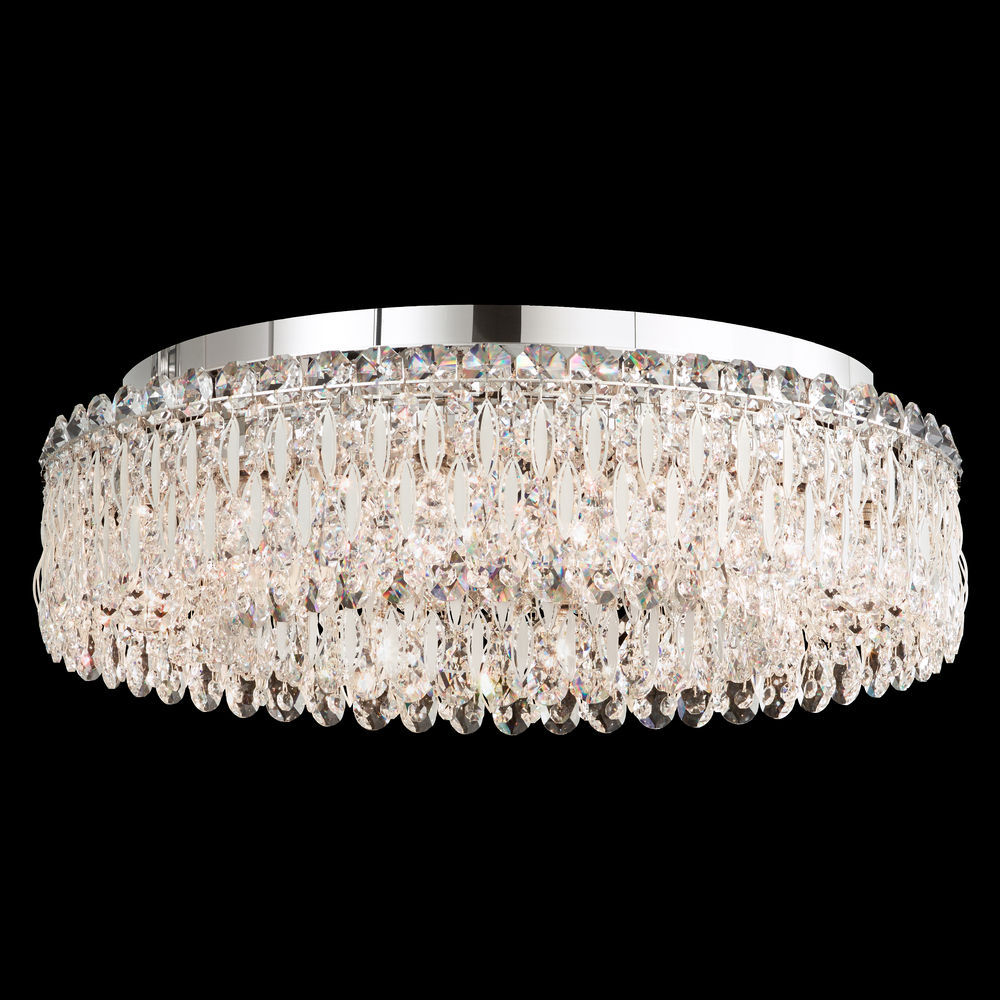 Sarella 12 Light 120V Flush Mount in White with Clear Crystals from Swarovski