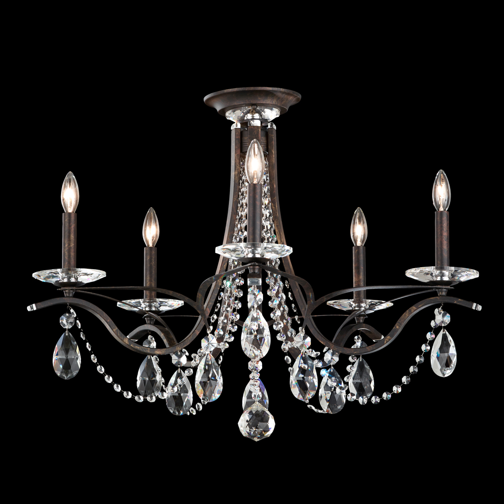 Vesca 5 Light 120V Semi-Flush Mount in White with Radiance Crystal