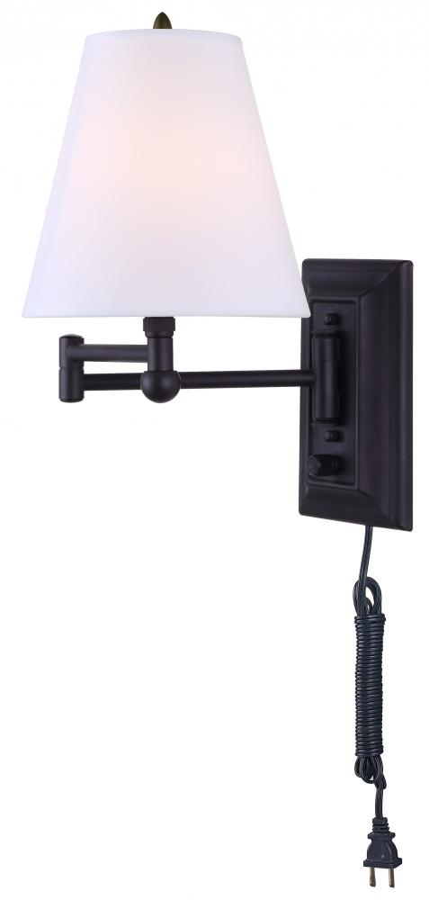 Wall, IWF1D ORB -G-, Swing Arm 1 Lt Wall Fixture, On/Off Switch, Fabric Shade, 60W Type C