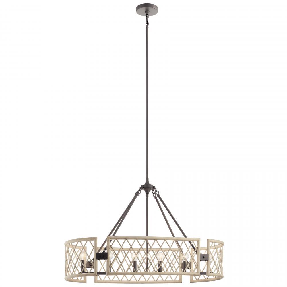 Oana™ 6 Light Oval Chandelier White Washed Wood