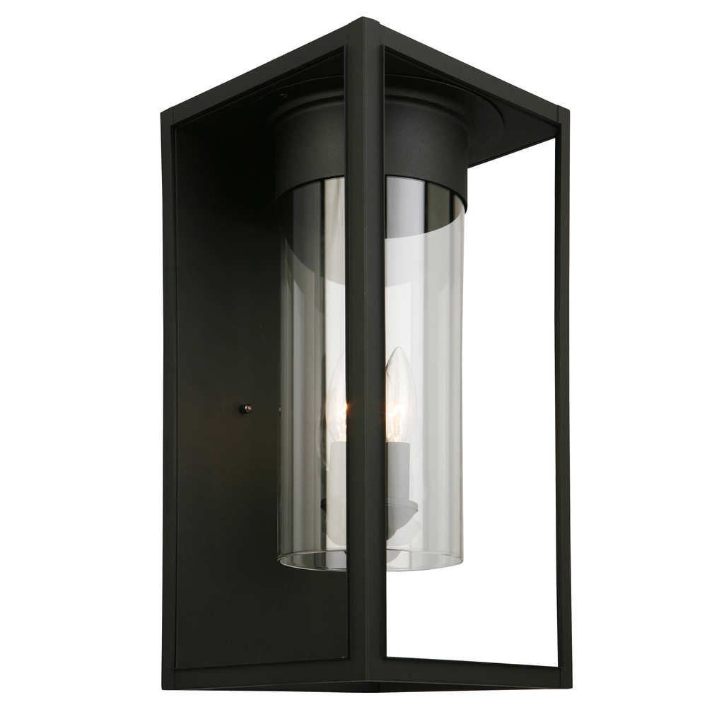 3 LT Outdoor Wall Light w/ Matte Black Finish & Clear Glass Shade