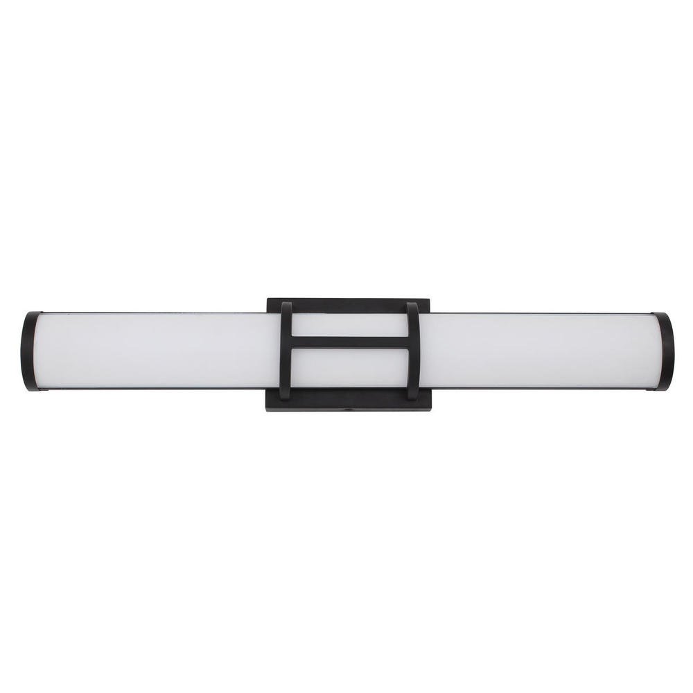LED Bath/Vanity Light w/ Matte Black Finish & White Acrylic Shade