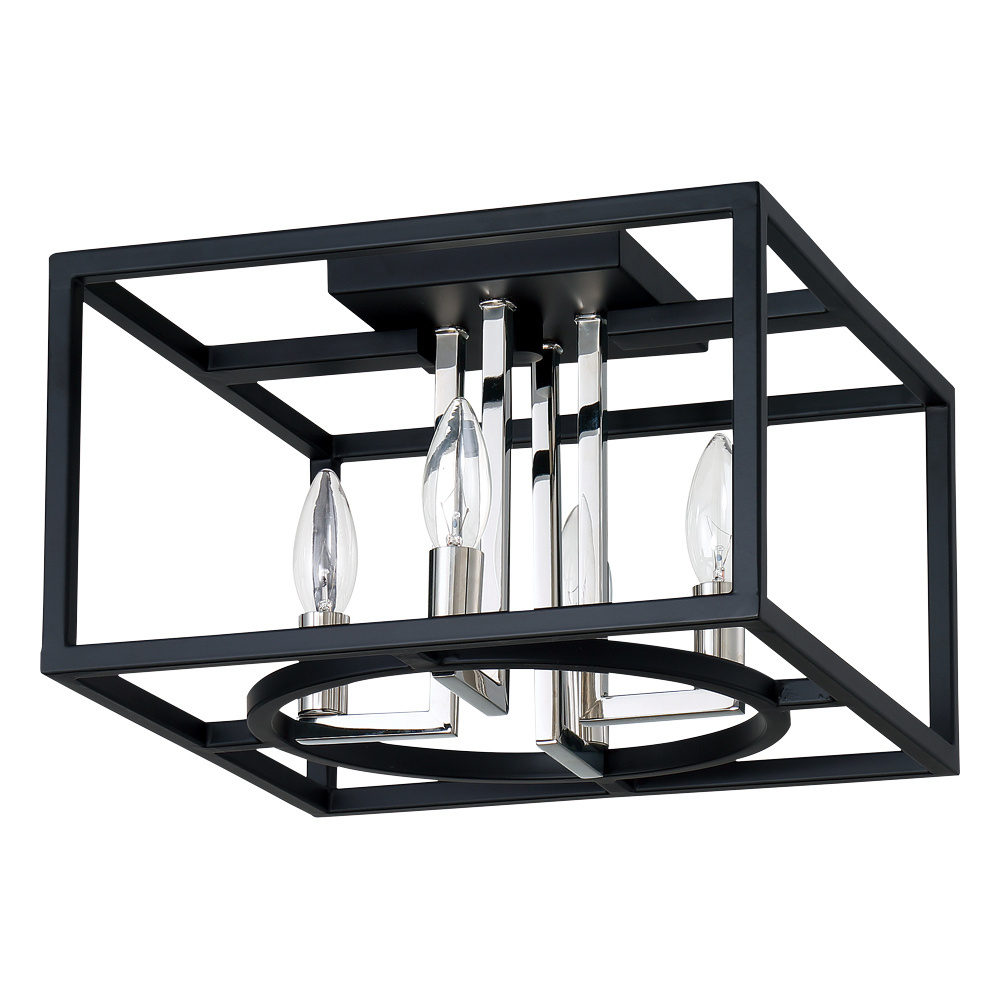 4 LT Open Frame Ceiling Light w/ Matte Black & Chrome Finish