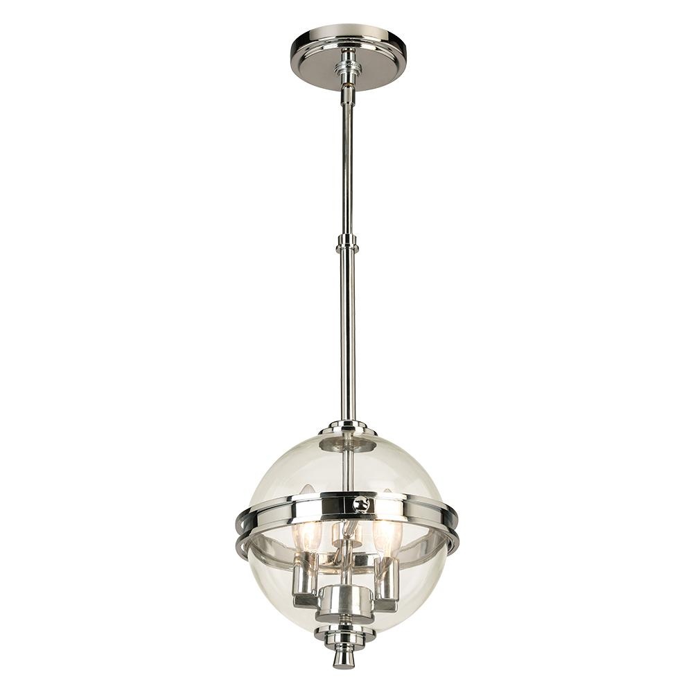 2 LT Pendant w/ Chrome Finish & Clear Sphere Shaped Glass Shade