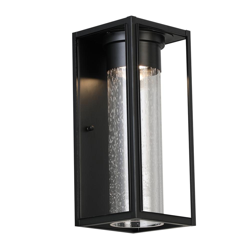 1 LT Integrated LED Outdoor Wall Light w/ Black Finish & Clear Seeded Glass Shade