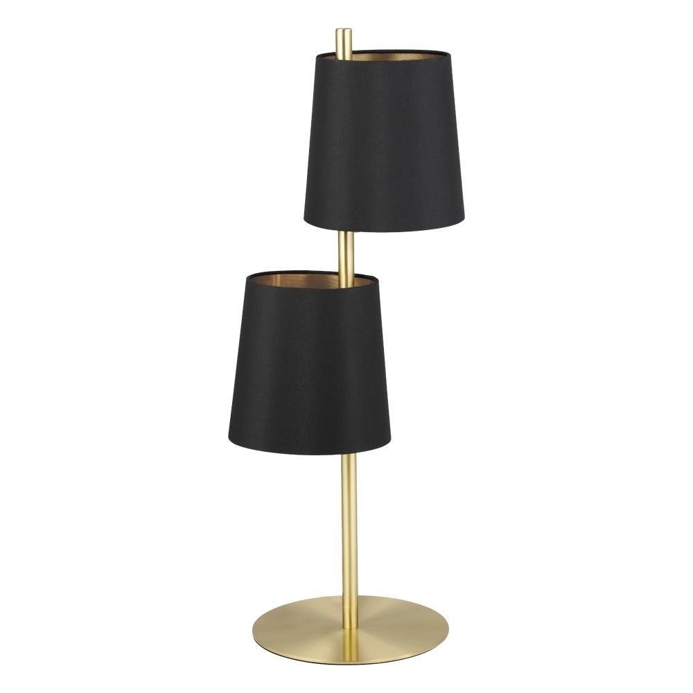 2 LT Table Lamp, Brushed Brass Finish & Black w/ Gold Interior Shades