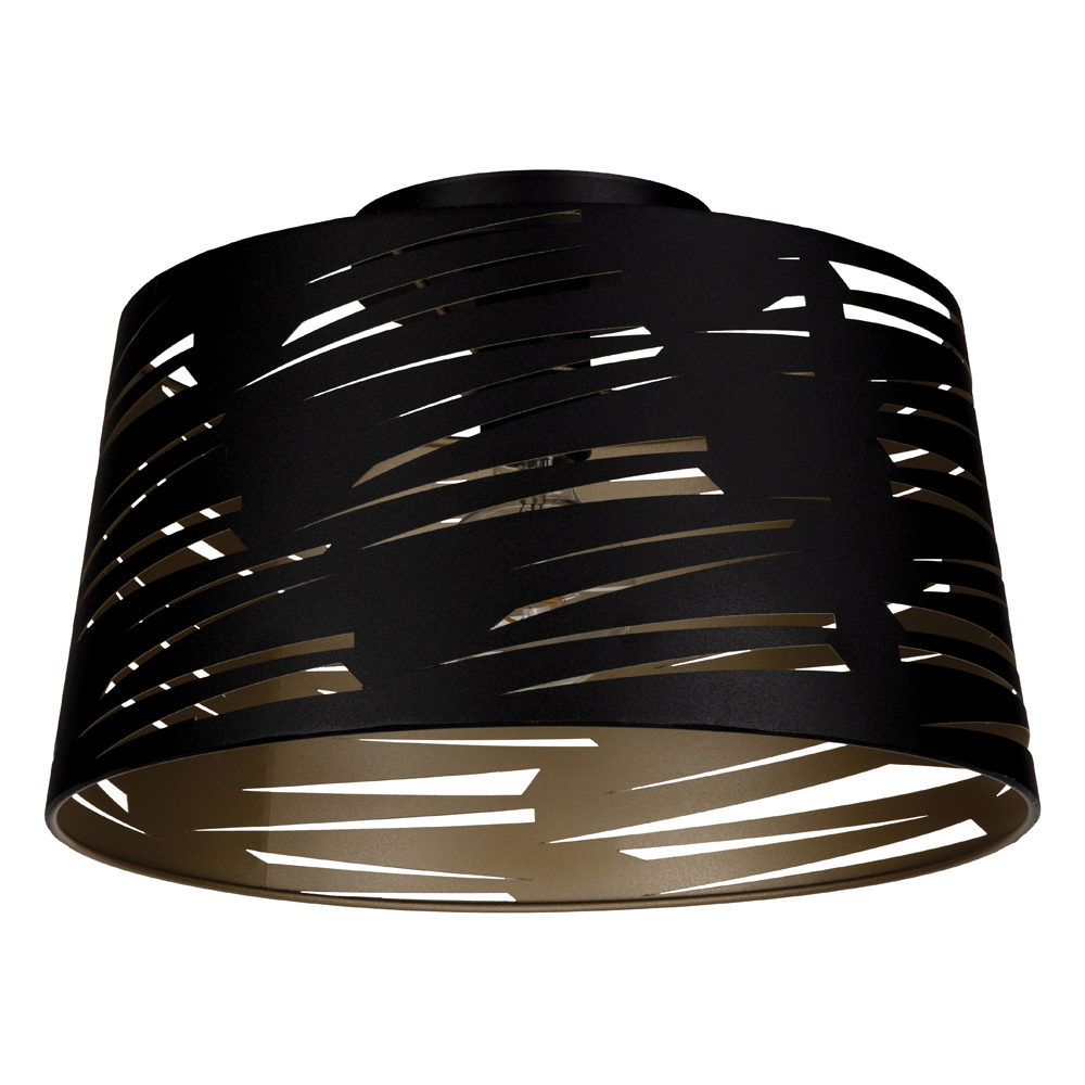 1 LT Ceiling Light w/ Black Finish & Black w/ Gold Interior Shade