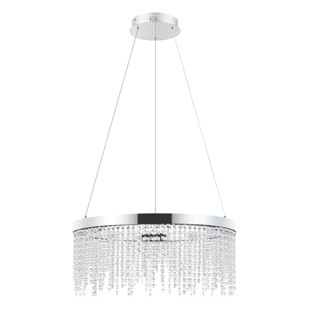 LED Pendant w/ Chrome Finish & Clear Crystal Strands