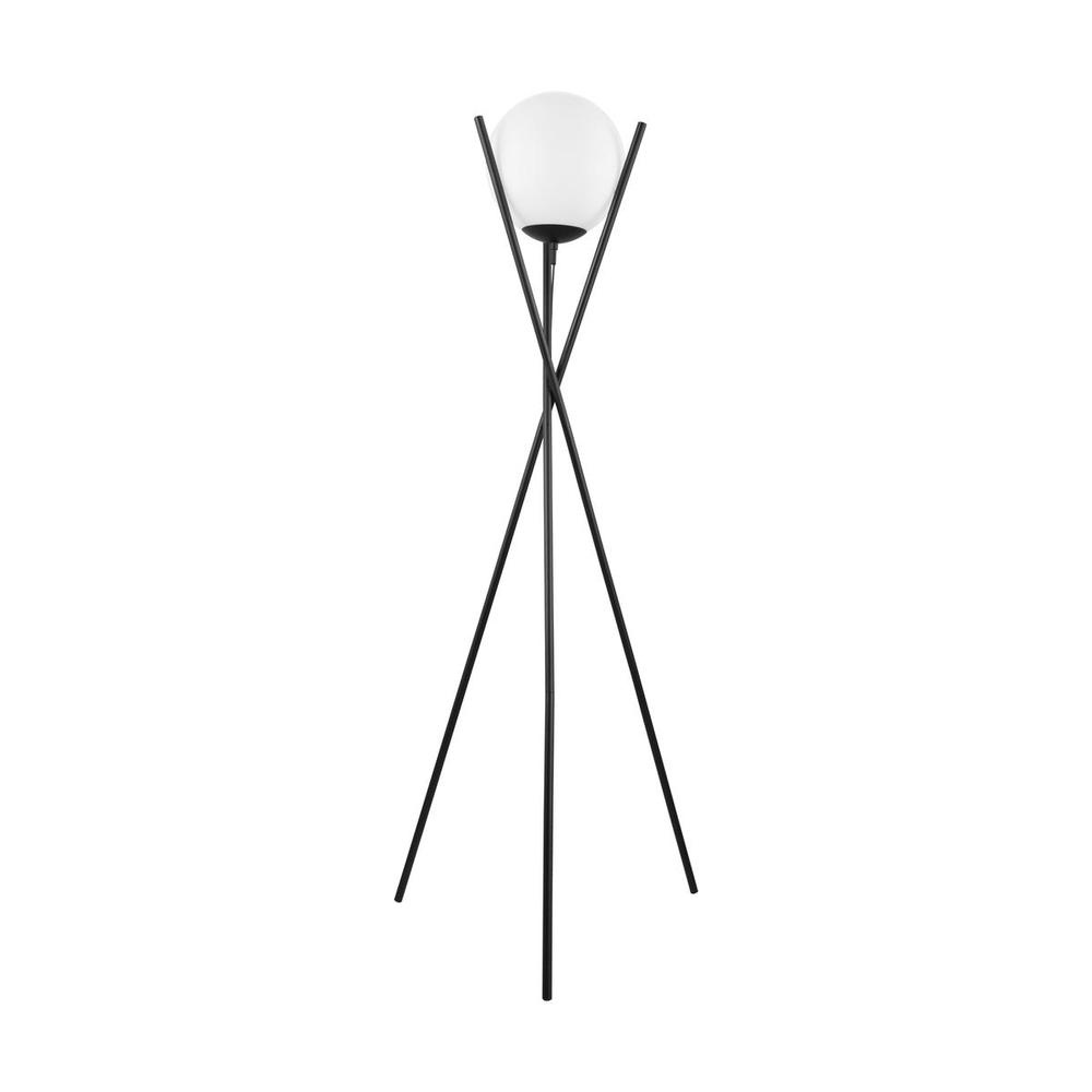 1 LT Floor Lamp w/ Matte Black Finish & White Sphere Shade