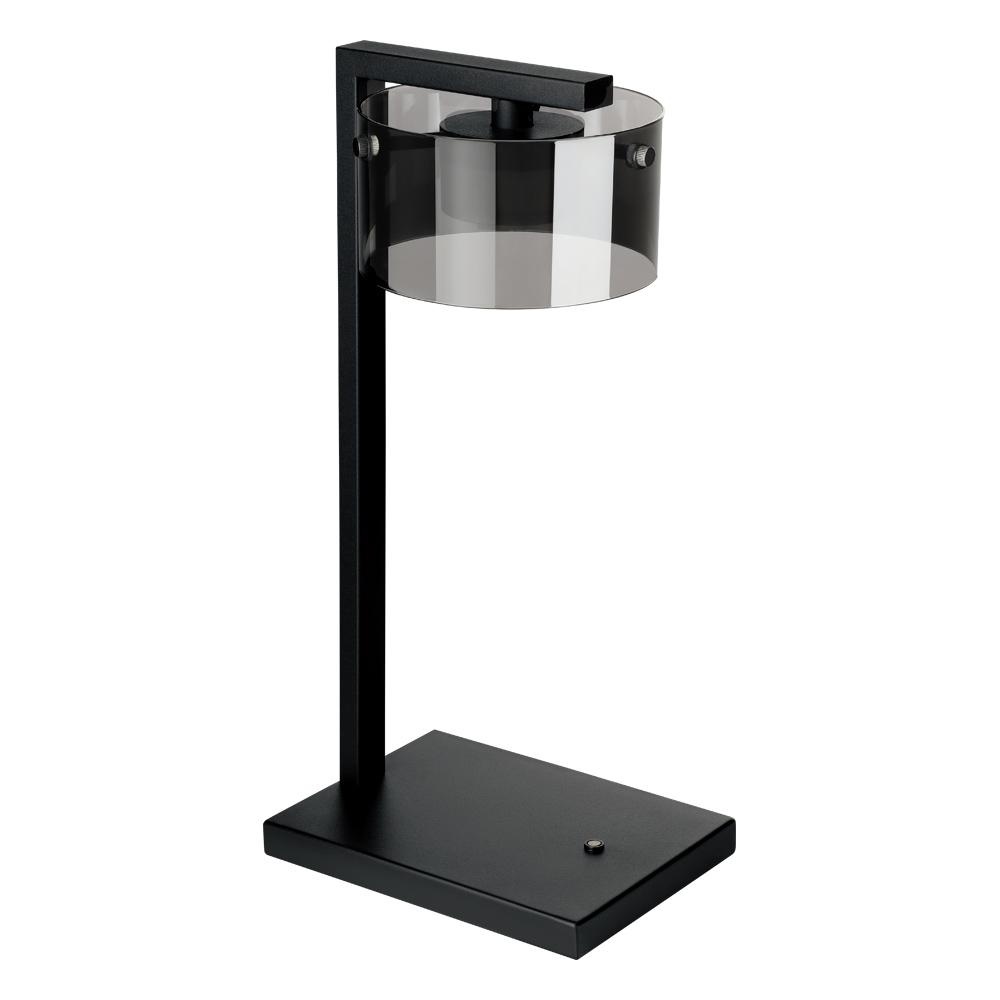 1 LT Integrated LED Table Lamp w/ Black Finish & Vaporized Black Transparent Glass