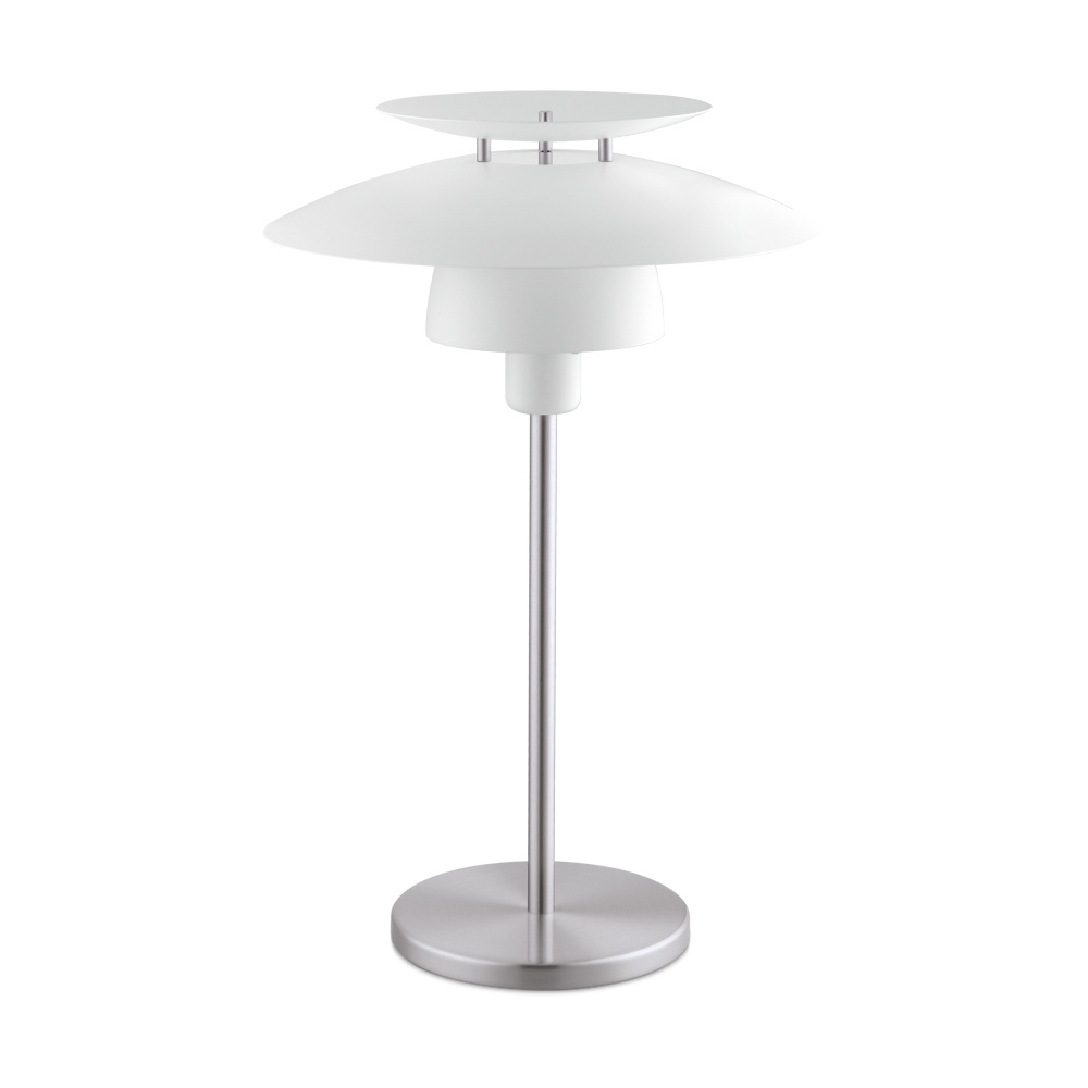 1 LT Table Lamp w/ Satin Nickel Finish & White Shade