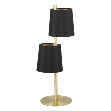 Eglo Canada 205301A - 2 LT Table Lamp, Brushed Brass Finish & Black w/ Gold Interior Shades